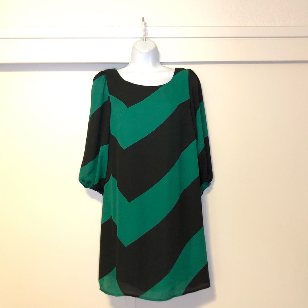 Chevron Black & Green dress